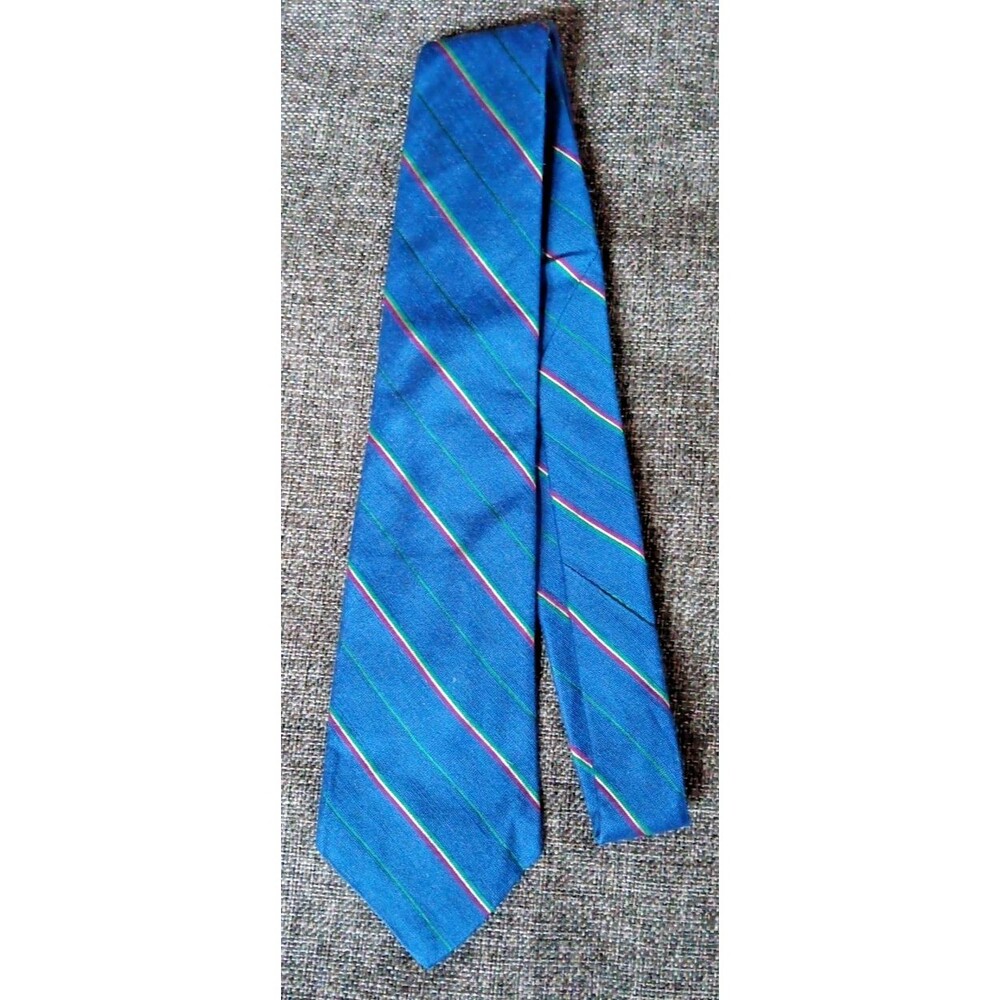 Tie 70s 80s 90s Y2K Mens Saddle Club Silk Wool Blue Green Red 3.25 Wide 55 Long
